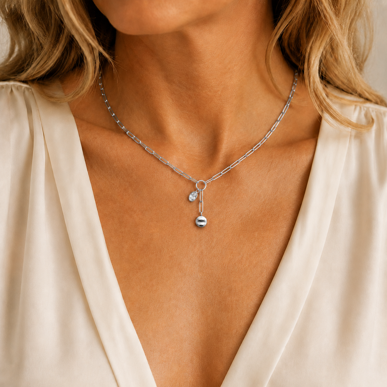 Beautifully Connected Paperclip Necklace — Silver