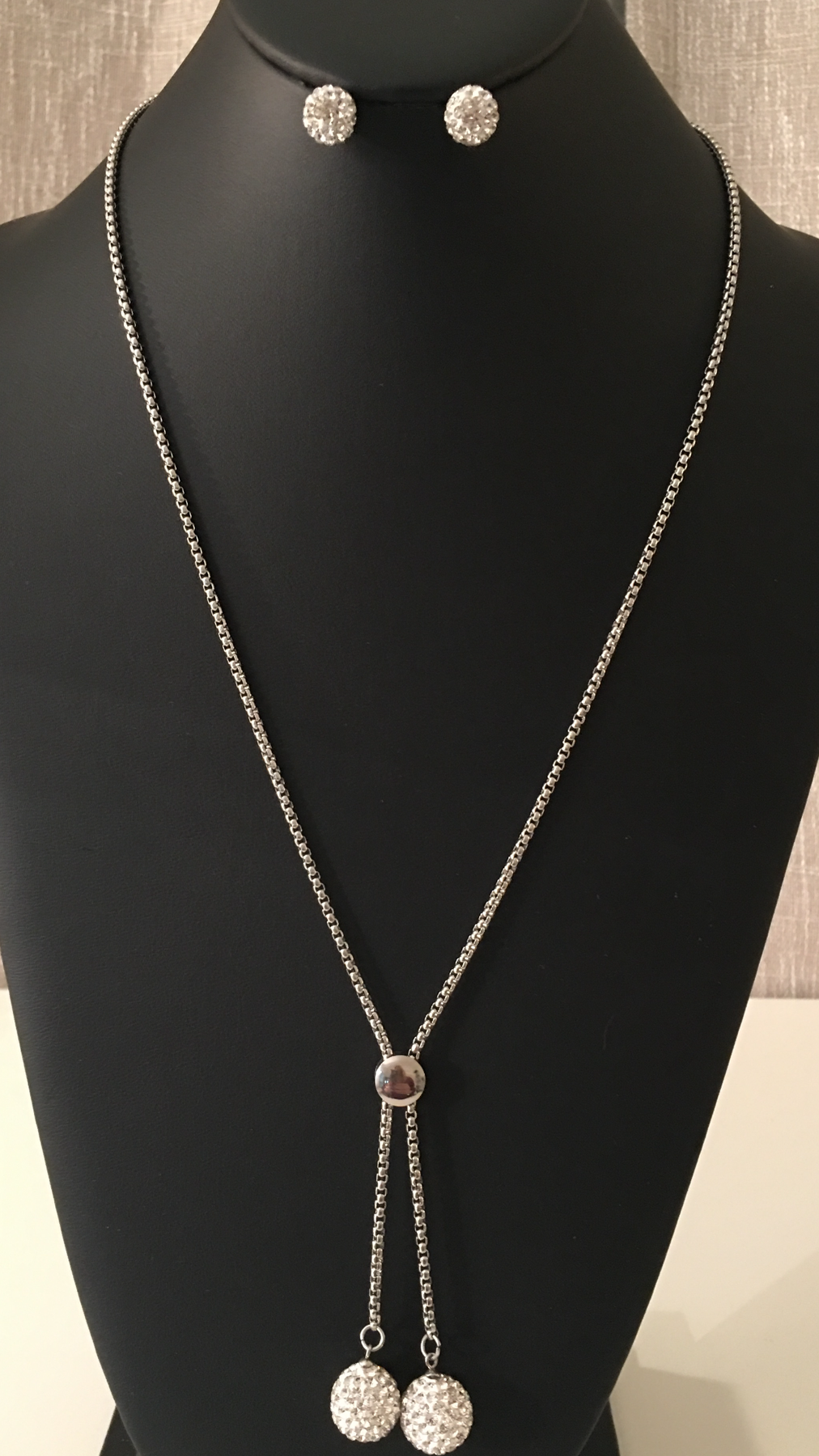 Double Crystal Ball Necklace Set