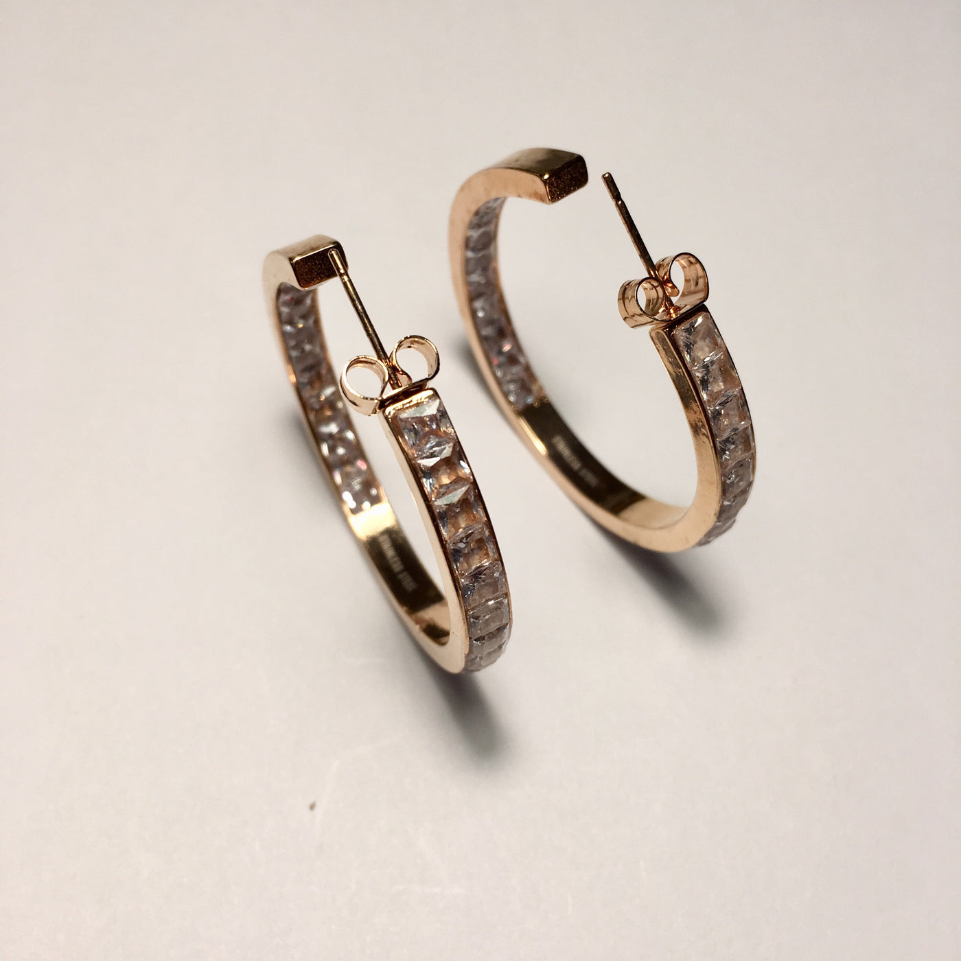 Rose Gold Sparkle Hoop Earrings