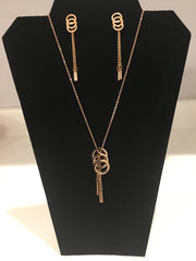 Rose Gold Circle Drop Necklace Set