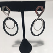 Stainless Steel Earrings W/Black Element