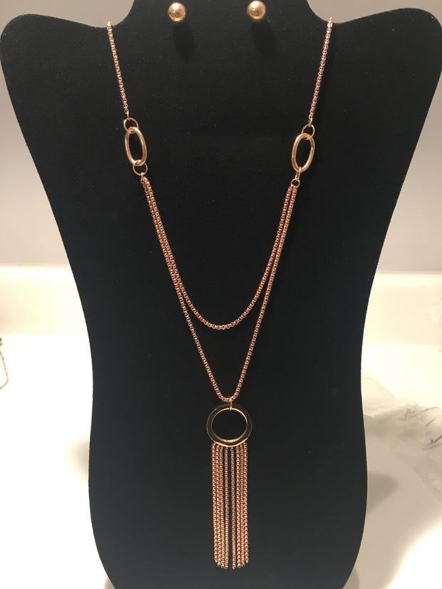 Double Layer Rose Gold Necklace Set