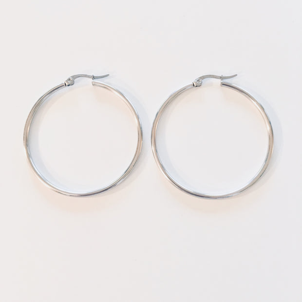 1 3/4" Stainless Steel Hoop Earrings