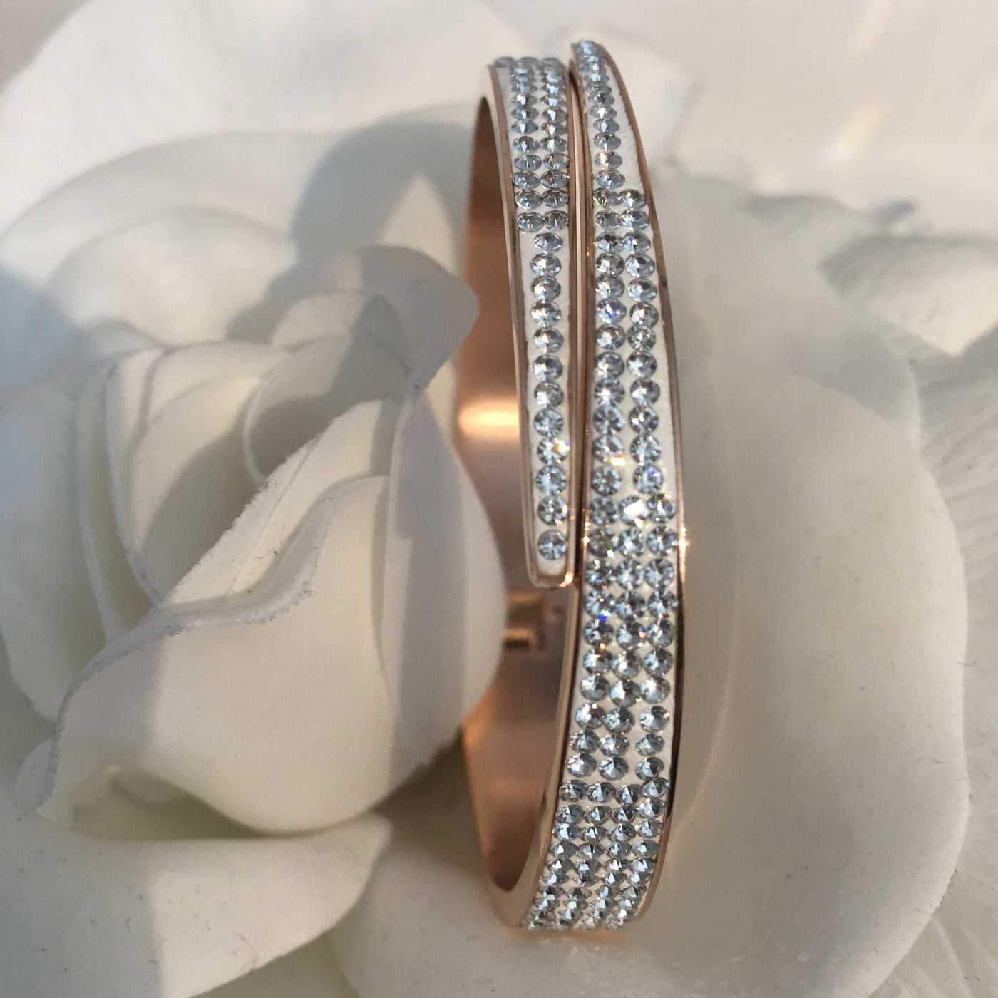 Rose Gold Crystal Crossover Bracelet